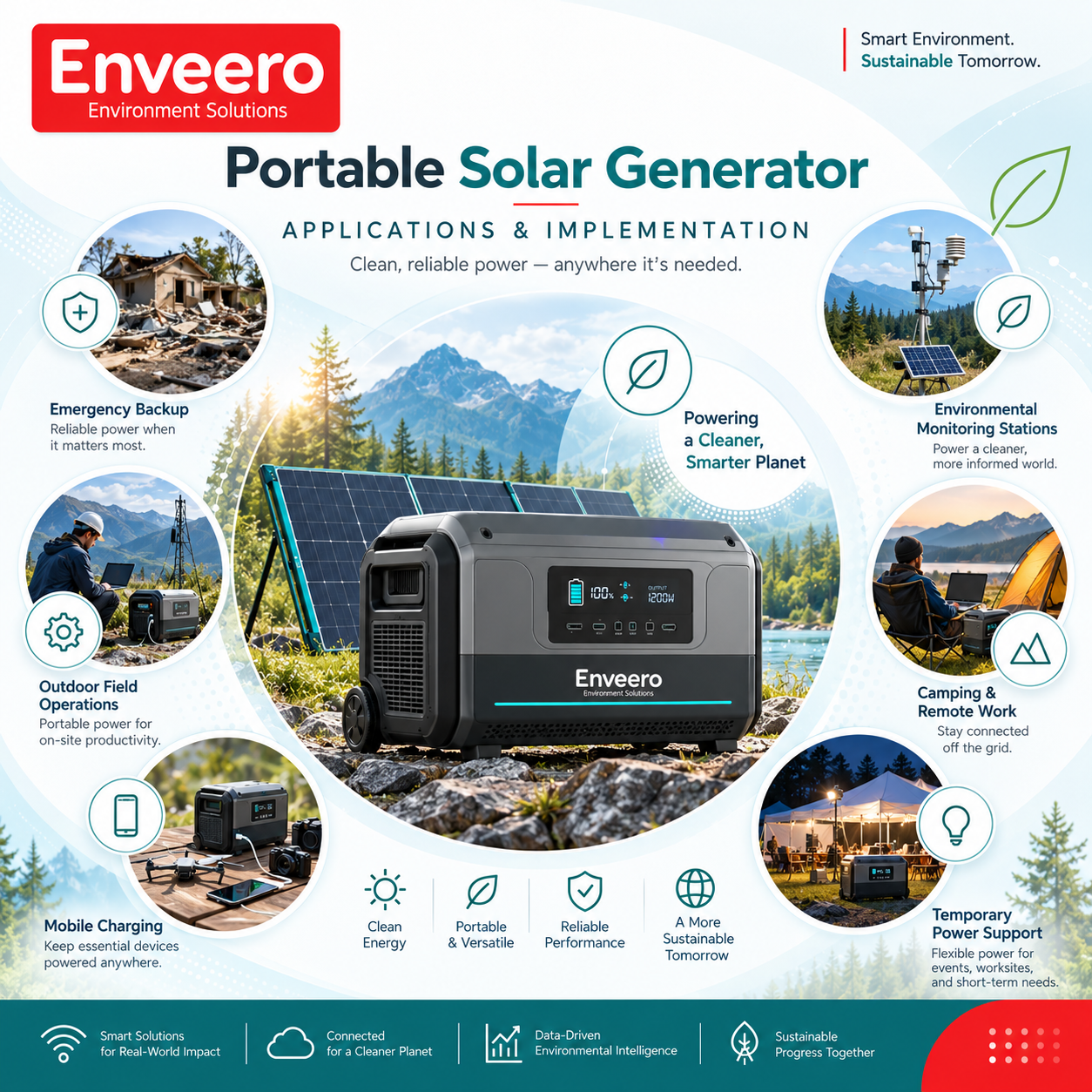 Portable Solar Generator Enveero applications and implementation