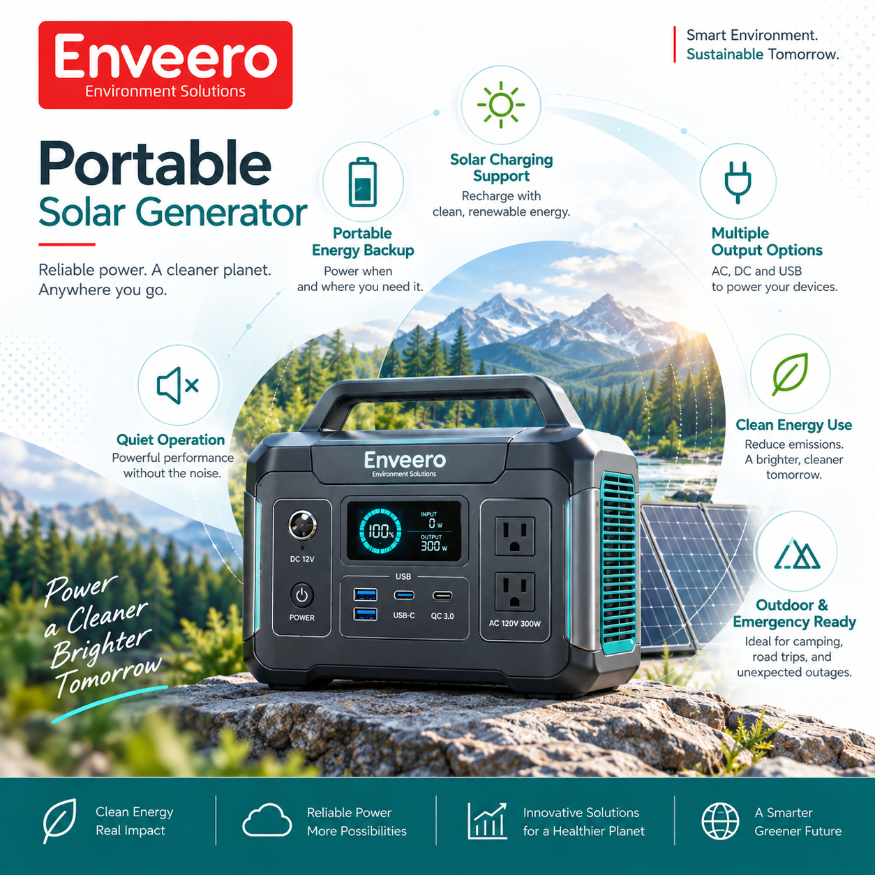 Portable Solar Generator Enveero key features