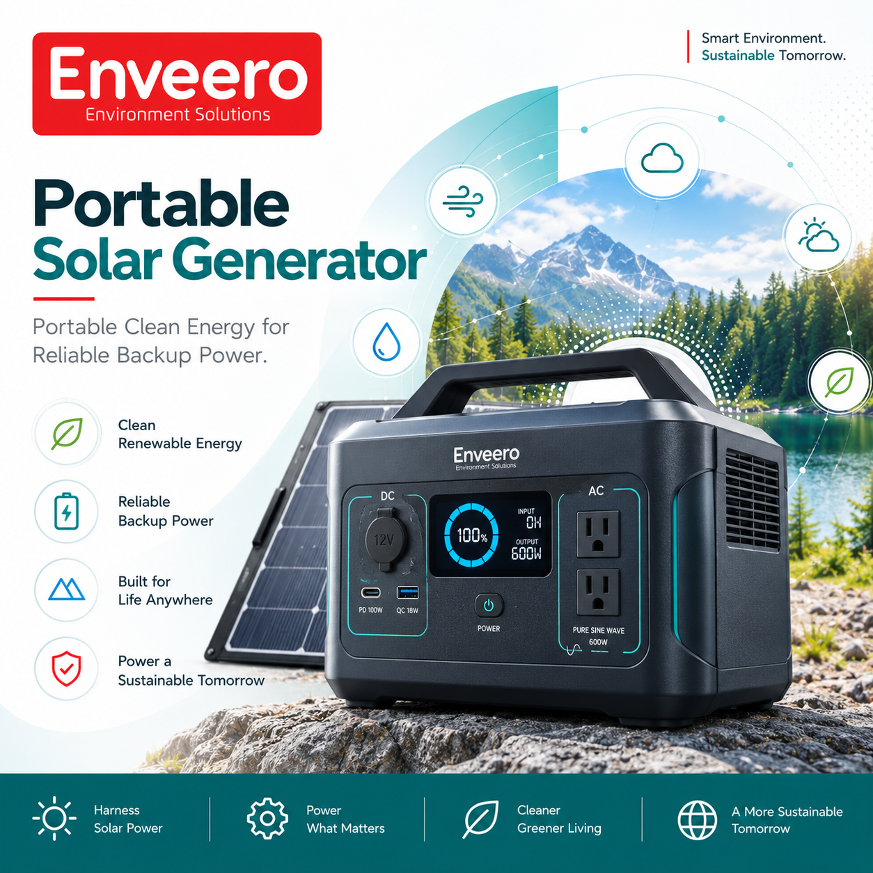 Portable Solar Generator Enveero product promotion